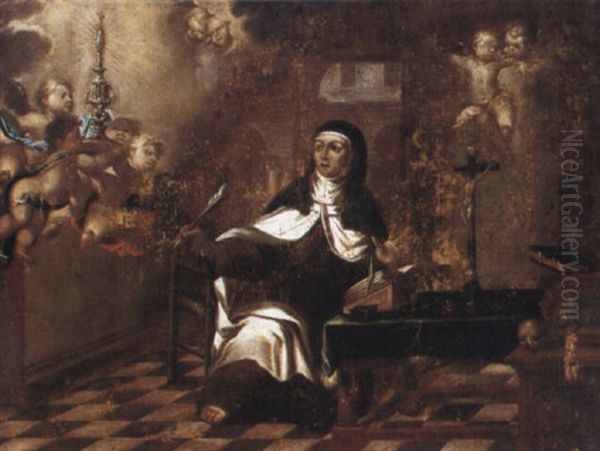 Santa Teresa De Jesus Oil Painting by Lucas De Valdes