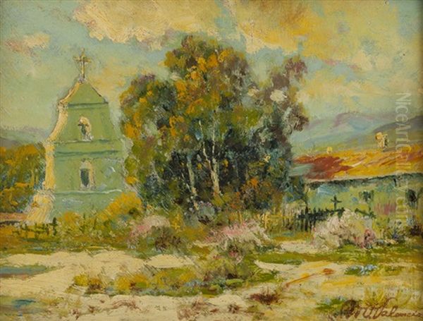 Pala Mission Calif. Oil Painting by Manuel Valencia