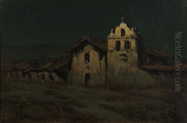 Mission Santa Ines Oil Painting by Manuel Valencia