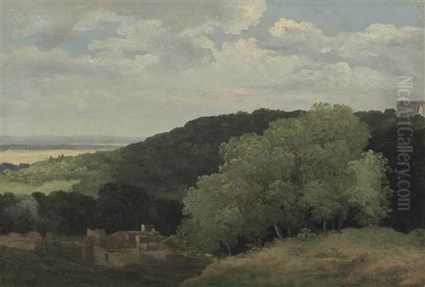 Vue De La Campagne Romaine Pres De Subiaco Oil Painting by Pierre Henri de Valenciennes