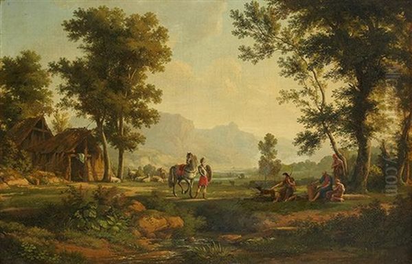 Herminie Chez Les Bergers D'arcadie Oil Painting by Pierre Henri de Valenciennes