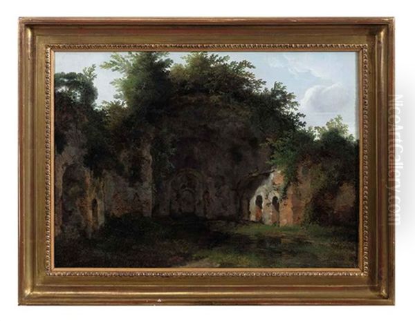 A Roman Grotto Oil Painting by Pierre Henri de Valenciennes