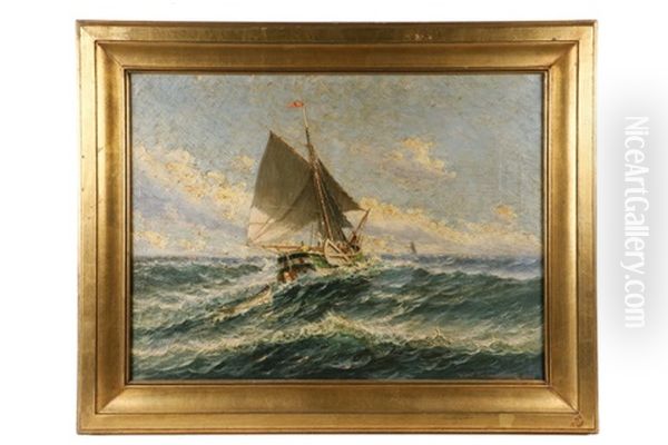 Trawler With Dories Setting Out Oil Painting by Theodore Victor Carl Valenkamph