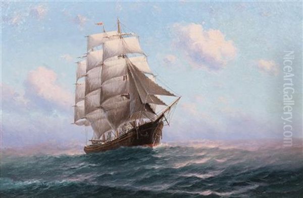 Sailing Vessel On The High Seas Oil Painting by Theodore Victor Carl Valenkamph