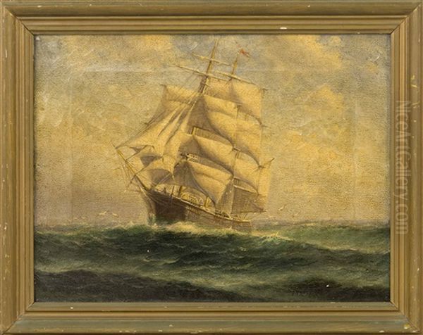 Ship At Sea Oil Painting by Theodore Victor Carl Valenkamph