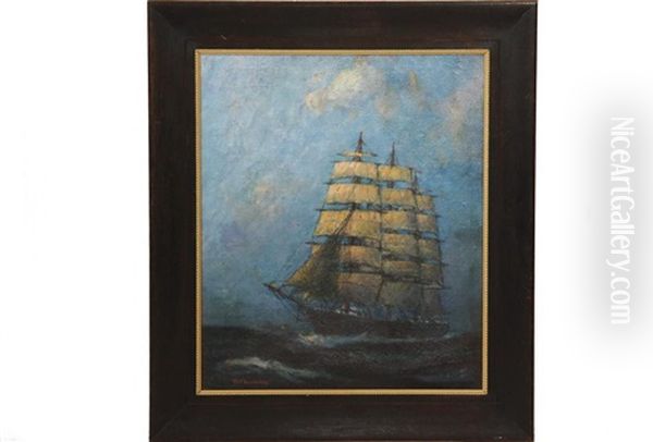 Square Rigger Under Full Sail Oil Painting by Theodore Victor Carl Valenkamph