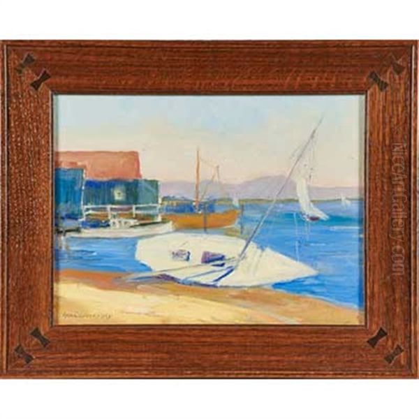 Untitled (san Diego Harbor); (3 Works) Oil Painting by Anna M. Valentien