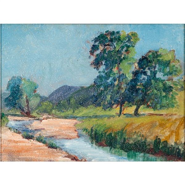 Landscape With Stream Oil Painting by Anna M. Valentien