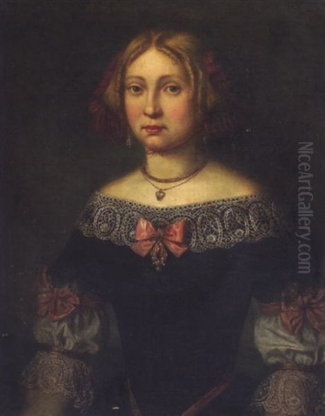 Portrait Einer Jungen Dame In Historischen Kleid Des 17. Jhdts. by Josef Valentin