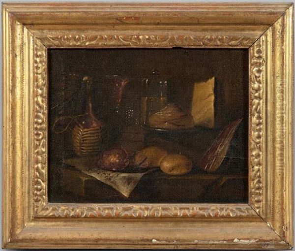 Nature Morte A La Miche De Pain, Nature Morte Aux Fruits Poses Sur Un Entablement (2 Works) Oil Painting by Giovanni Domenico Valentino