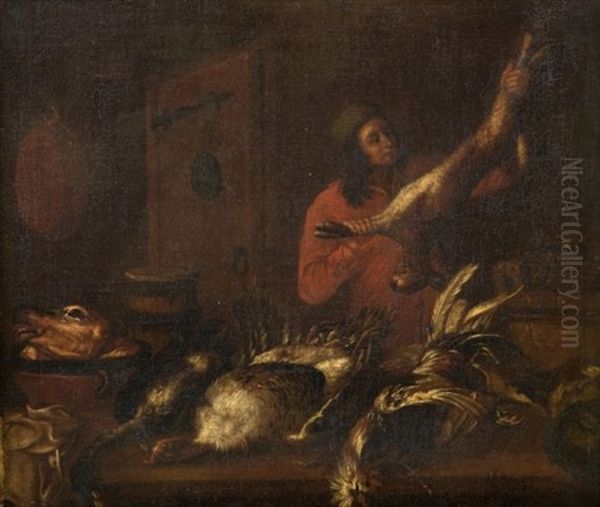 Jeune Serviteur Dans Une Cuisine Oil Painting by Giovanni Domenico Valentino