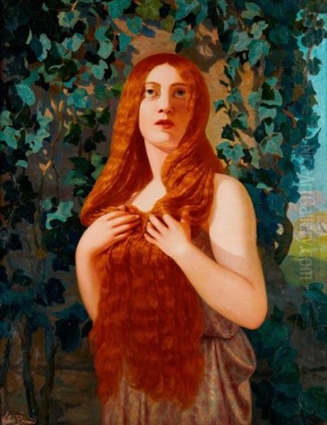 Jeune Femme A La Chevelure Rousse Oil Painting by Francois-Marius Valere-Bernard