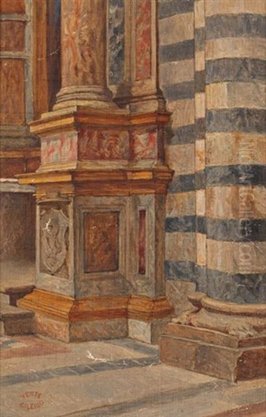 Interieur D'eglise (study) Oil Painting by Theodore Valerio