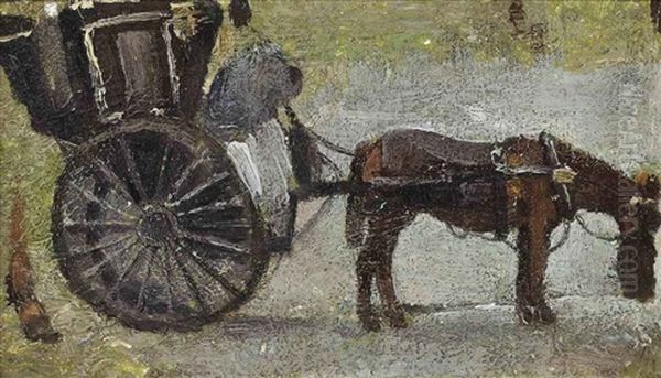 Hansom Cab, Manchester Oil Painting by Adolphe Valette