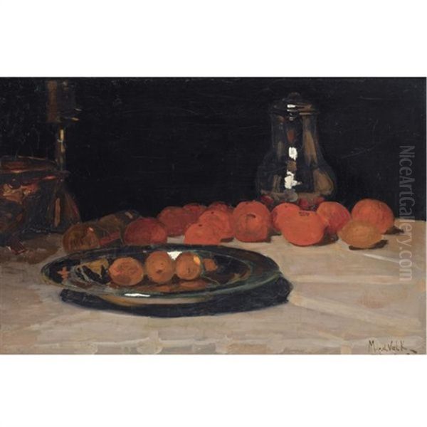 A Still Life With Fruit Oil Painting by Maurits Willem van der Valk