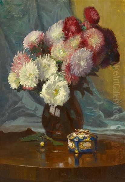 Blumenstrauss In Vase Oil Painting by Georg Valka