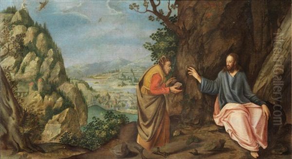 The Temptation Of Christ Oil Painting by Marten van Valkenborch the Elder