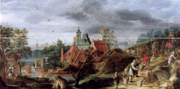 Weinerte In Einer Stadt Oil Painting by Martin van Valkenborch the Younger