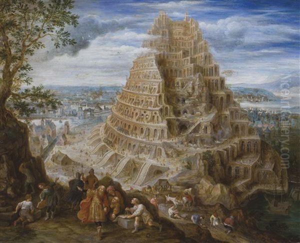 The Construction Of The Tower Of Babel, With Nimrod In The Foreground Oil Painting by Lucas Van Valkenborch