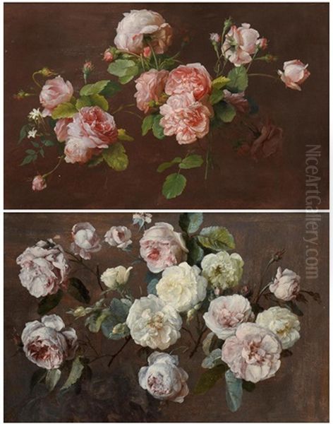 Still Life Of Pink Roses And White Jasmine Oil Painting by Anne Vallayer-Coster