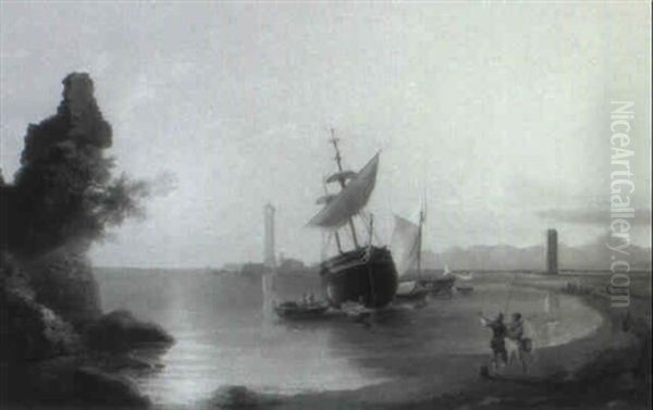 View Of Livorno Oil Painting by Pietro Della Valle