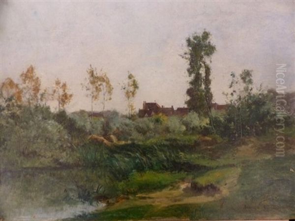 Etang A Brienon Oil Painting by Etienne Maxime Vallee