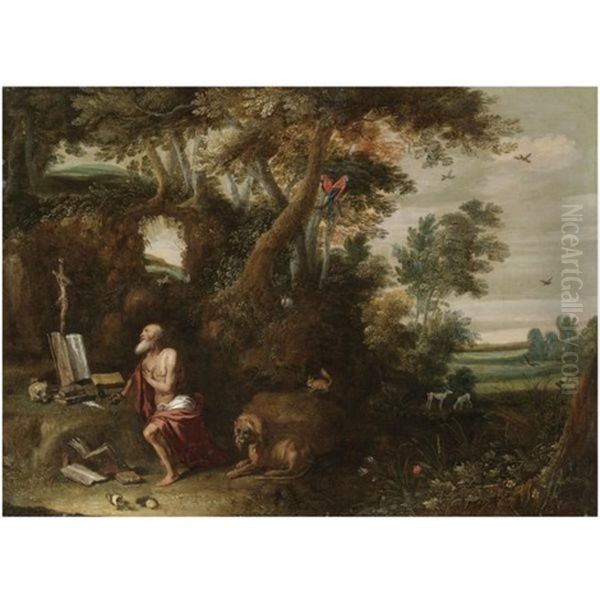 Saint Jerome In The Wilderness Oil Painting by Gerard de la Vallee