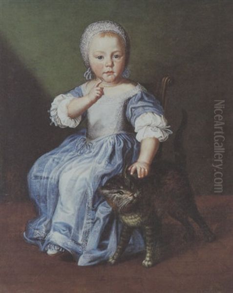 Kleines Madchen Mit Einer Katze Oil Painting by Louis Vallee