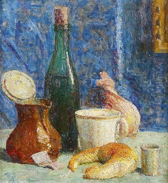 Nature Morte Au Croissant Oil Painting by Ludovic Vallee