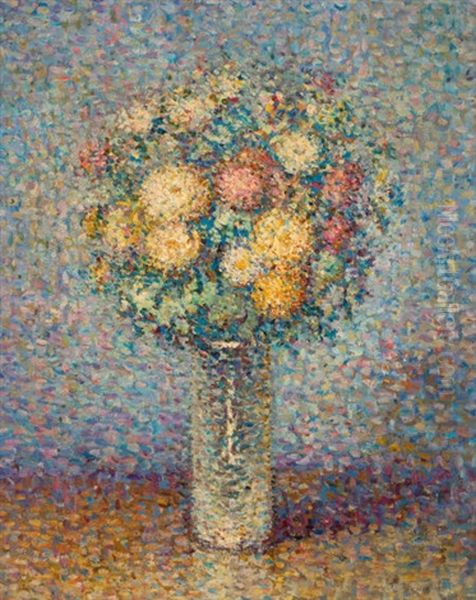 Vase Of Flowers Oil Painting by Ludovic Vallee