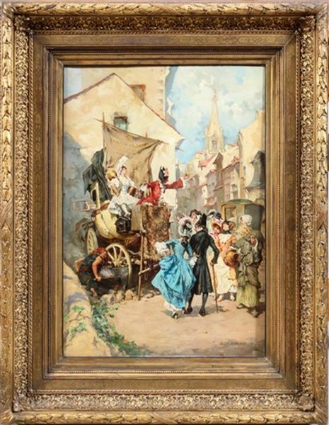 Street Scene Oil Painting by Edouard (Eugene Francois) Vallet