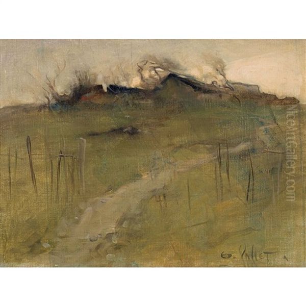 Gehoft In Hugeliger Landschaft Oil Painting by Edouard (Eugene Francois) Vallet