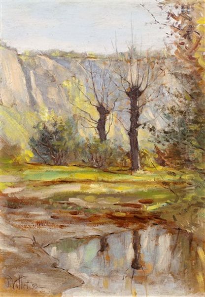 Arbres Et Falaises Oil Painting by Edouard (Eugene Francois) Vallet