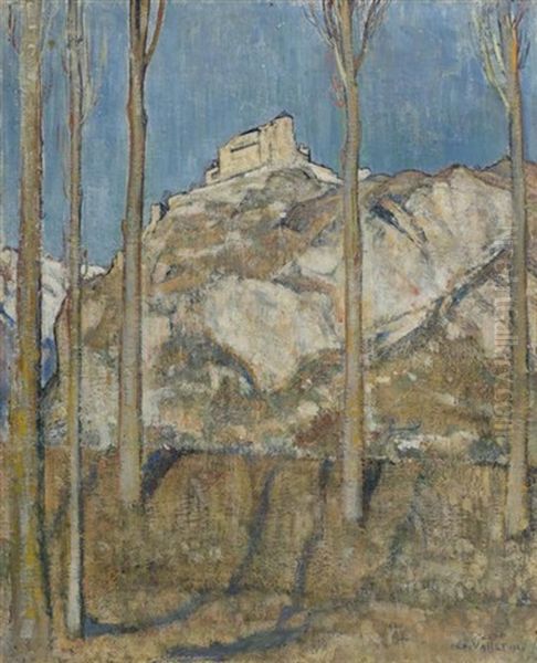 Chateau De Valere, Sion Oil Painting by Edouard (Eugene Francois) Vallet