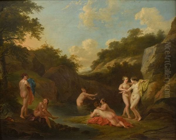 Baigneuses Oil Painting by Jacques Antoine Vallin