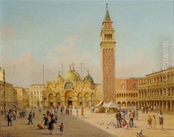 St. Mark's Square, Venice Oil Painting by Robert Vallin