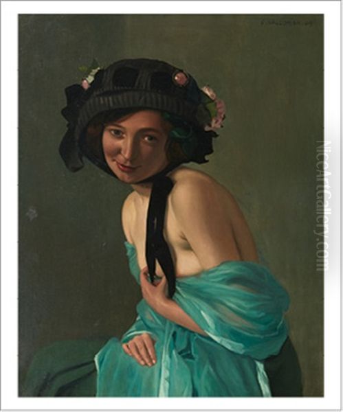 Le Chapeau Noir, 1909 Oil Painting by Felix Vallotton