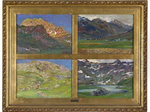 Paesaggi (4 Works) Oil Painting by Romano Valori