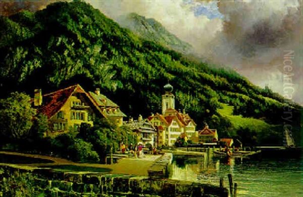 Der Rhigi, Vom Hotel Garten Aus Gesehen, Weggis, Schweiz Oil Painting by Henry Valter