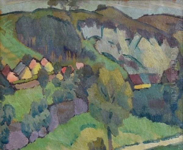 Mountain Village In Saxony Oil Painting by Janis Valters