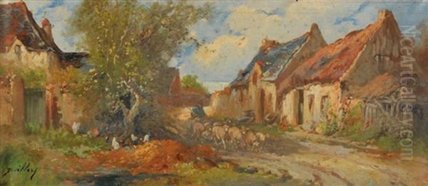 La Foire Aux Bestiaux Oil Painting by Edmond Eugene Valton