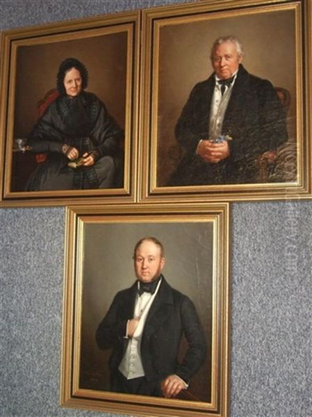 Portraits (3 Works) Oil Painting by Henri Valton