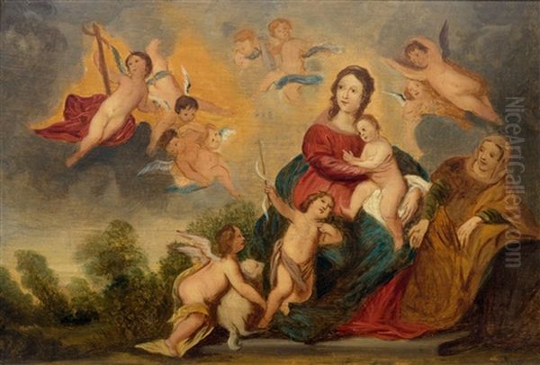 The Virgin And Child With St. Anne And Angels Oil Painting by Hendrick van Balen