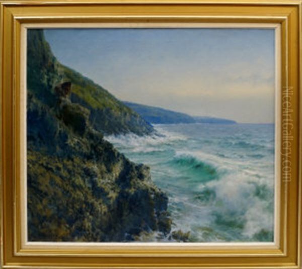 Coastal Landscape Oil Painting by Joaquim Vancells y Vieta