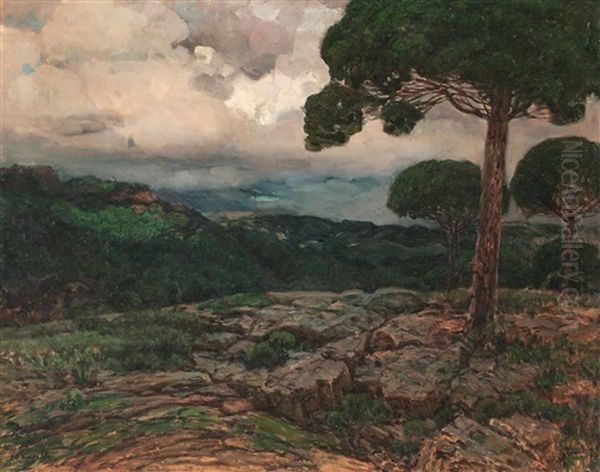 Pinar Oil Painting by Joaquim Vancells y Vieta