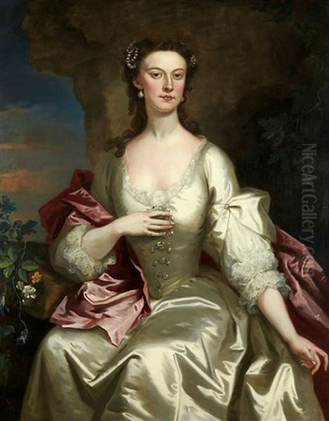 Portrait De Femme A La Robe Blanche Oil Painting by John Vanderbank the Younger