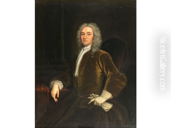 Portrait Of David Polhill (1674-1754), The Kentish Petitioner, Sheriff Of Kent Oil Painting by John Vanderbank the Younger