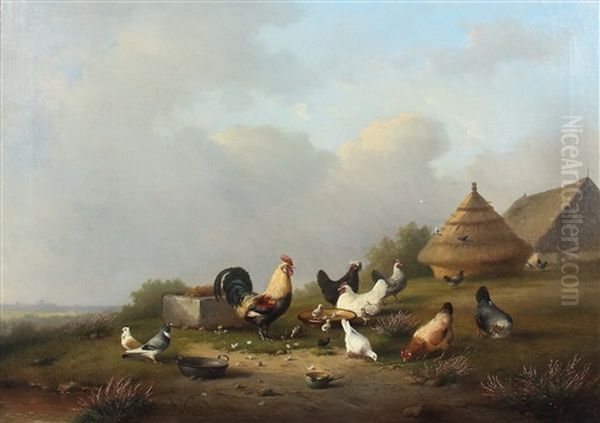 Federvieh Vor Dem Gehoft Oil Painting by Francois Vandeverdonck