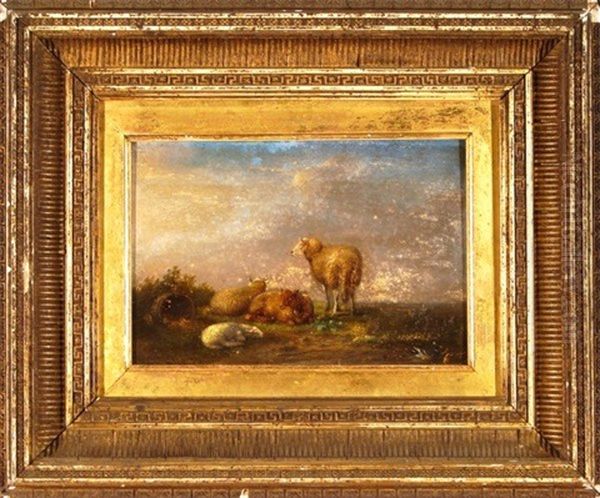 Grazing Sheep Oil Painting by Francois Vandeverdonck