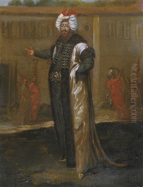 A Portrait Of Sultan Ahmed Iii (r.1703-30) Oil Painting by Jean-Baptiste Vanmour